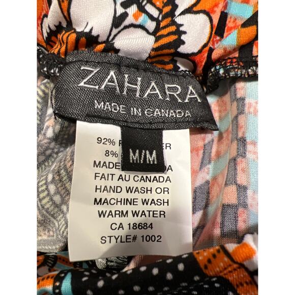 Zahara Women’s Wide Leg Summer Boho‎ Pull On Pants Size M Orange Multicolor - Picture 4 of 4